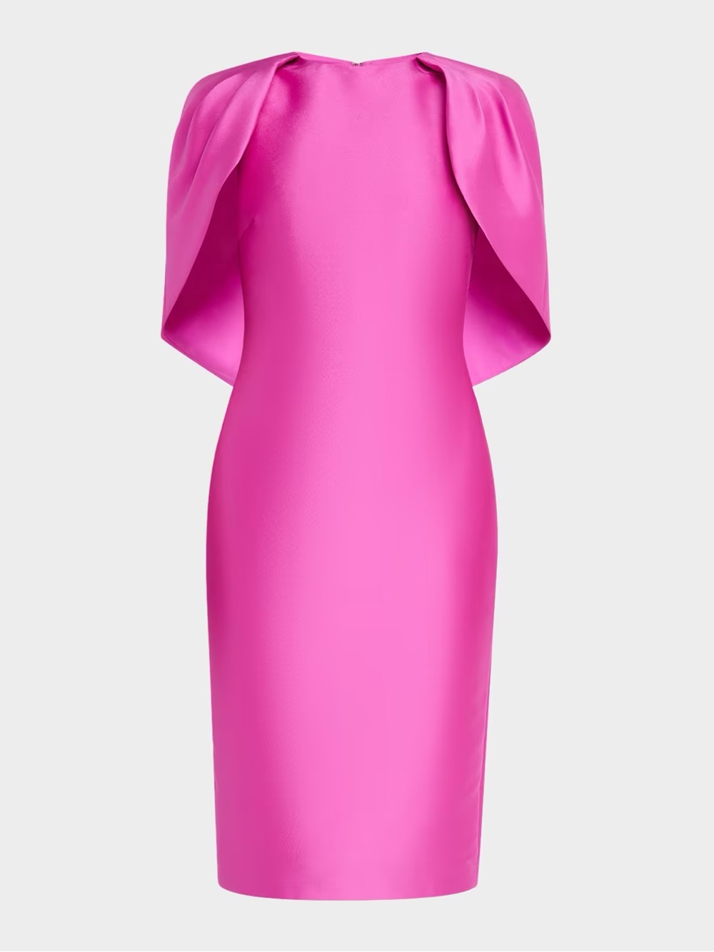 Badgley Mischka Fuchsia Cape-Sleeve Midi Sheath Dress